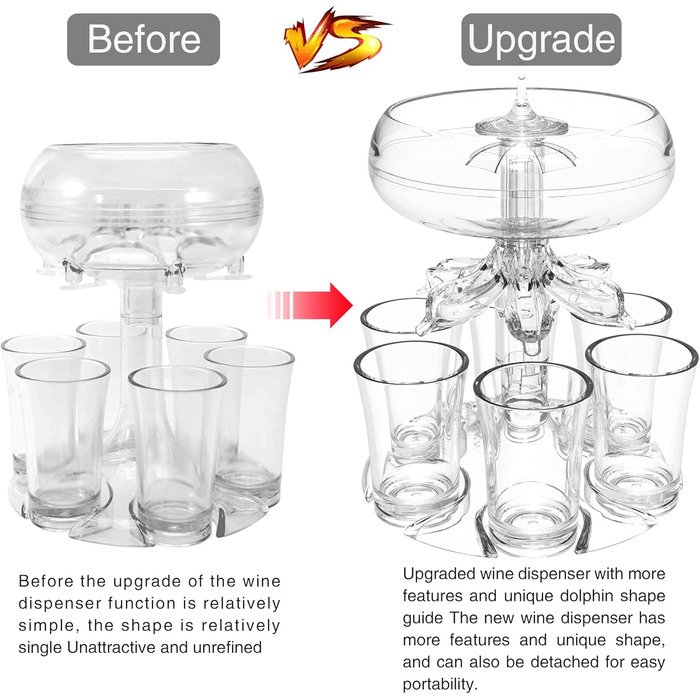 АЛЄВМУМ Набір з 6 дозаторів та підставки для шотів, багатофункціональний дозатор для бару, для наповнення рідинами, тримач для коктейлів, лікеру, шотів, інструмент для напоїв з пензликом, прозорий