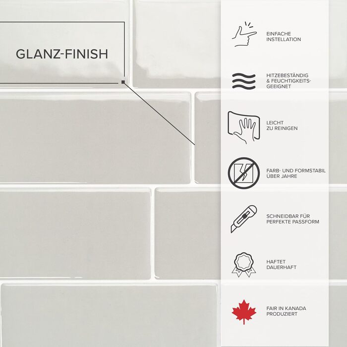 Наклейки для плитки, що самоклеяться - упаковка з 5 аркушів 29,36 см x 21,29 см - 3D самоклеючі ПВХ наклейки для плитки та фартуха для кухні, ванної кімнати та стін, кольорова та водонепроникна плитка (Cassandra Grey)