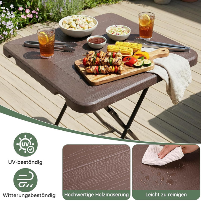 Розкладний стіл 80x80x74 см коричневий LIFERUN