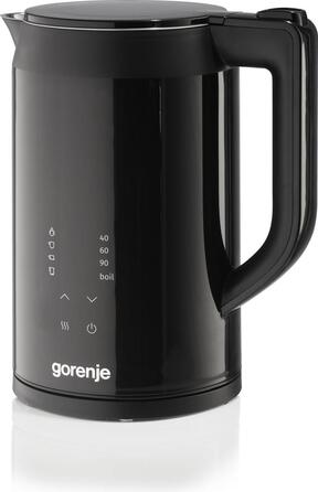 Gorenje Электрочайник 1.7л, двойные стенки, LED дисплей, Strix контроль, черный