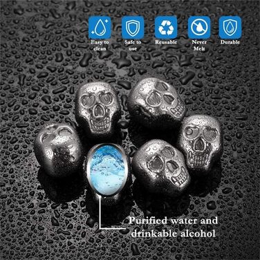 Набір металевих охолоджуючих каменів для віскі у формі черепів Ulalaza