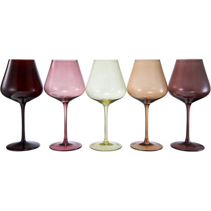 Набір кольорових кришталевих келихів для вина 5 шт 590 мл Khen