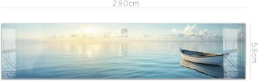 Кухонний фартух Timalo зі скляним виглядом Північне море, очерет, захід сонця, океан, солома 2-мм акрилове скло Бризкозахисна стінка для плити, скляний кухонний фартух, акрилові скляні стінові панелі, захисна панель для фартуха (280 x 58 см, 302- Весловий