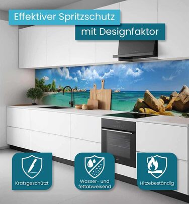 Самоклеючий кухонний фартух - матовий, жорстка бризкозахисна плівка як доступна альтернатива склу, легке встановлення та очищення - висота 60 см - Дизайн чорна кам&39яна стіна 80 x 60 см (Beach, Ш 400 см x В 60 см, 0,2 мм)