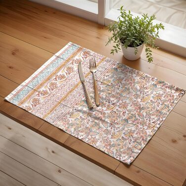 Бавовняні килимки для серветок, набір з 4 шт. , декоративні килимки для серветок, пасхальні килимки, що миються, для свят, вечерь, весни, літа (33 см x 48 см) (14 - Nila), 39Hermine 100