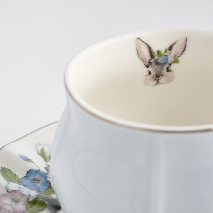 Чашка з блюдцем home&you Pansilo, світло-блакитний колір, великодні порцелянові чайні чашки, кавова чашка, великодній посуд, весняна великодня прикраса для столу та вітальні, великодня прикраса, весняна прикраса