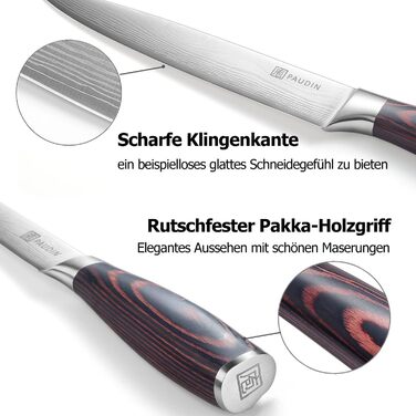 Кухонный нож 20 см с деревянной ручкой PAUDIN