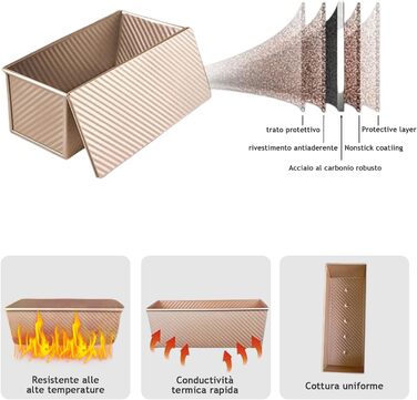 Форма для випікання хліба з кришкою, 21 x 11 x 11,5 см золотистий Aohcae