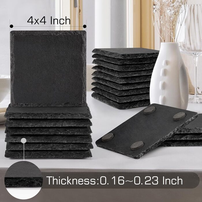 Набір підставок для напоїв із натурального чорного сланцю 12 шт WEWINK PLUS