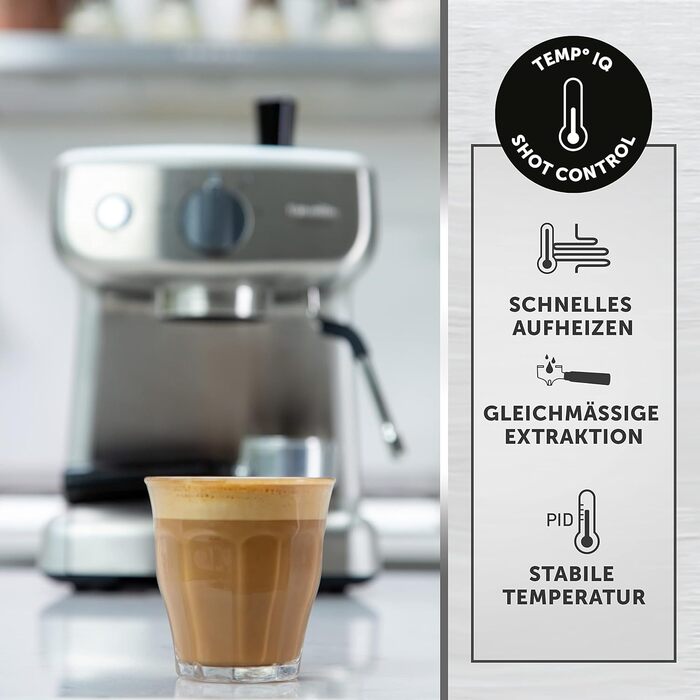 Кавоварка Breville Barista Max з портафільтром Еспресо-машина/кавоварка з вбудованою кавомолкою та спінювачем молока Резервуар для води 2,8 л Італійський насос 15 бар Нержавіюча сталь VCF126 шт. Бариста з кавомолкою (Бариста без кавомолки)