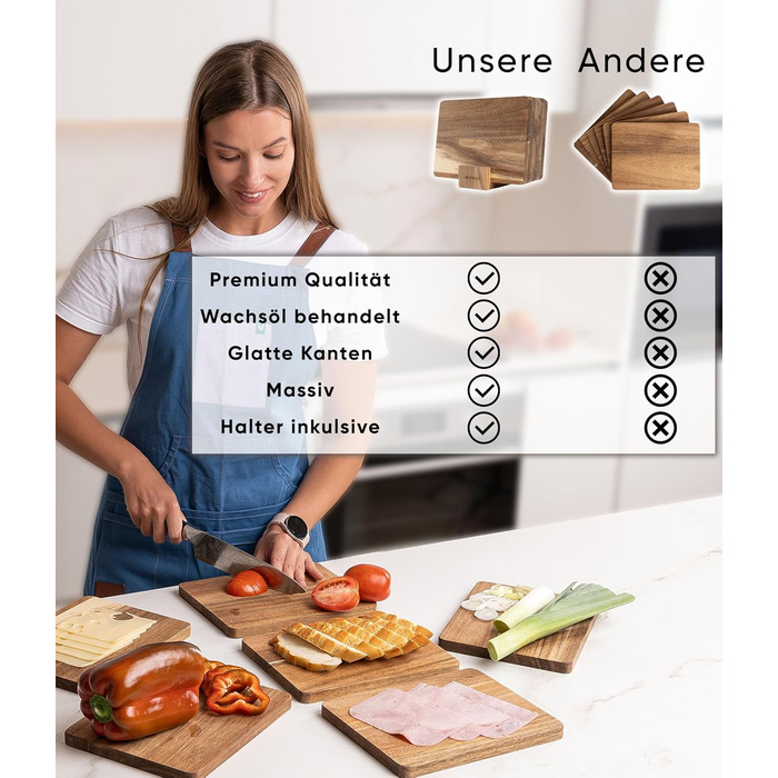 Набір з 6 дерев’яних сніданкових дощечок із акації Deco haus