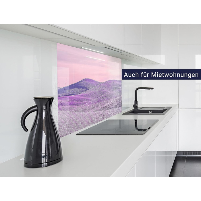 Кухонний фартух timalo зі скляним виглядом Північне море, очерет, захід сонця, океан, солома 2 мм акрилове скло Бризок настінний для плити, кухонний скляний фартух, акрилова скляна настінна панель, панель для фартуха (80 x 50 см, 306- Фіолетовий пейзаж)