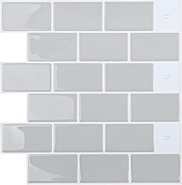 Штук 3D наклейки на плитку для ванної кімнати кухні, клейка вінілова плитка, самоклеюча плівка для плитки, стінові панелі, ПВХ, плитка Metro, самоклеючий декор плитки 30x30, декор настінної плитки (1, світло-зелений)