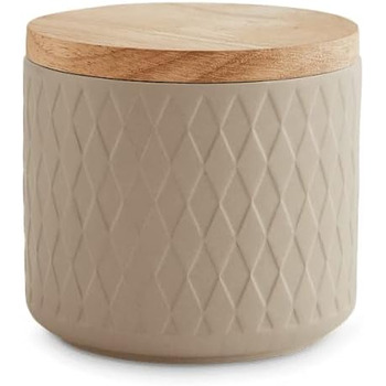 Керамические банки для хранения SPRINGLANE с деревянной крышкой мята, резиновая деревянная крышка, банки для хранения, ящики для хранения продуктов - ( песок 10x9 см)