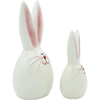 Набір декоративних елементів Heitmann керамічна пасхальна прикраса з порцеляновим ефектом, для встановлення, біла, приблизно 12,5 x 10,5 x 8 см (білий зайчик)