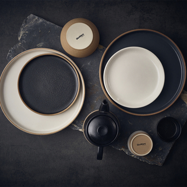 Тарелка 18*h 2.3 см см, Kava Black Stoneware Ribbed, GenWare