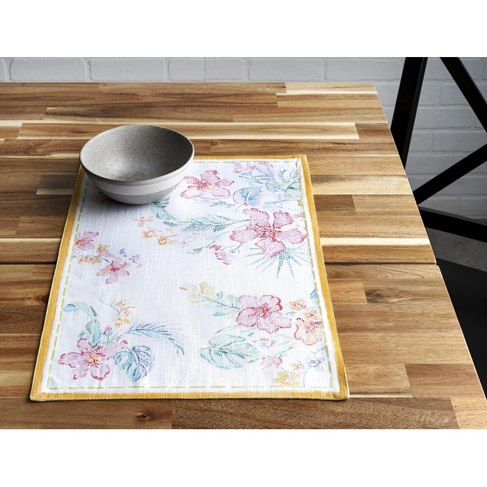 Бавовняні килимки для серветок, набір з 4 шт. , декоративні килимки для серветок, пасхальні килимки, що миються, для свят, вечерь, весни, літа (33 см x 48 см) (041 - Райський острів), 39Hermine 100