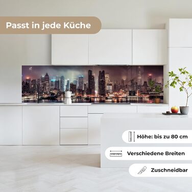 Кухонний фартух 60x80 см Самоклеючий захисний щиток для кухонної стіни Кухонний фартух Кухонні фасади Кухонні фартухи Кухонна стіна Вода - Пейзаж - (Нью-Йорк - Ніч, 80 x 300 см)