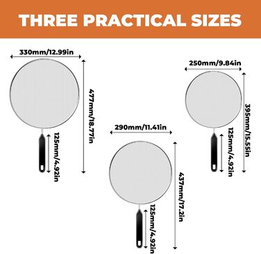 Набір із 3-х елементів із захистом від бризок для сковорідок GZXUEHU
