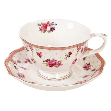 Набор чашки и блюдца 220 мл темно-розовая fanquare