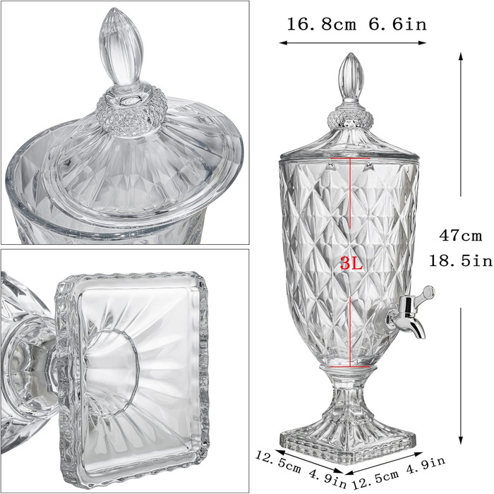Стеклянный диспенсер для напитков с краном 3 л ZEERSHEE