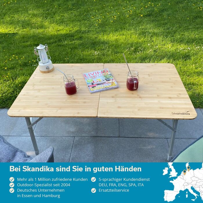 Бамбуковый кемпинговый стол с сетчатой ​​полкой 120 x 70 см Skandika