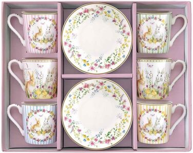 Набор из 6 фарфорових пасхальных кофейных чашек с блюдцами Easy Life