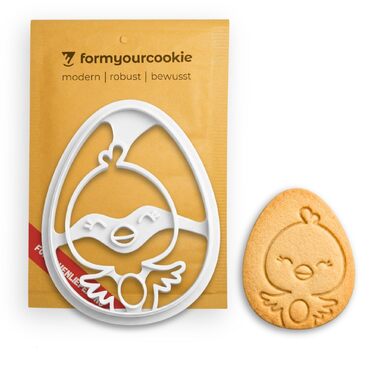 Набір із 3 формочок для пасхального печива, смугастий візерунок у вигляді пасхального яйця, кролик, 2 в 1 зі штампом, 5 x 4 см, можна мити в посудомийній машині, екологічно чистий, стійкий до іржі (пасхальне яйце у формі курчати (7x5 см))