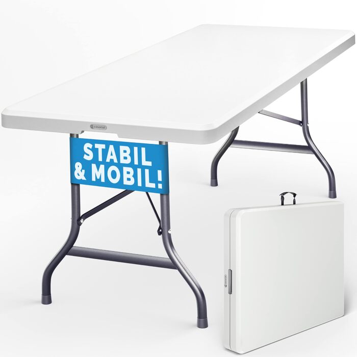 Складний стіл 180x75 см білий Casaria