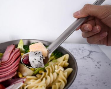 Титановая ложка с длинной ручкой Вилка Spork Кемпинговый суп Рис Закуска Столовые приборы с полированной чашей Сверхлегкая кухня для пикника на открытом воздухе Многоразовая дорожная посуда с крючком Ti1033T (ложка Ti1031t - )