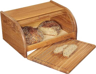 Хлібниця Zassenhaus Country, Хлібний кошик з рулонною кришкою та обробною дошкою, Дуб 40 x 30 x 20 см Хлібниця Zassenhaus Кантрі Дуб коричневий