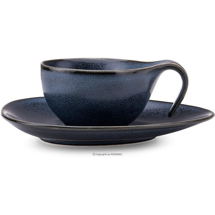 Набір чашок для кави Konsimo Hard China для 6 - Набір з 6 - Чашки для чаю TIME BLACK - Чашка кави 150 мл (12 шт. ) - Чорна (Чорний / Графітовий / Темно-синій, Набір еспресо (80 мл) 12 шт. )