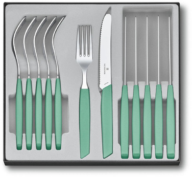 Набір кухонний Victorinox Swiss Modern Table Set 12шт з мятн. ручкою (6 ножів tomato, 6 віделок)