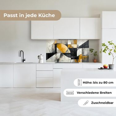 Кухонний фартух 80x300 см Самоклеючий захисний щиток для кухонної стіни Кухонний фартух Кухонні фасади Кухонні фартухи Кухонна стіна - Абстрактна (Сіра - Сучасна, 80 x 150 см)