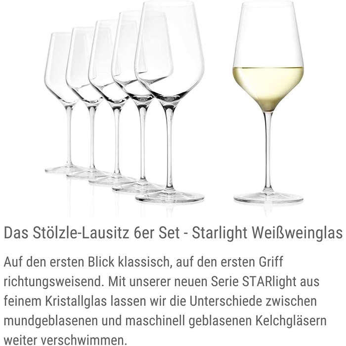 Келихи для білого вина 410 мл, набір 6 предметів, Starlight Stölzle Lausitz