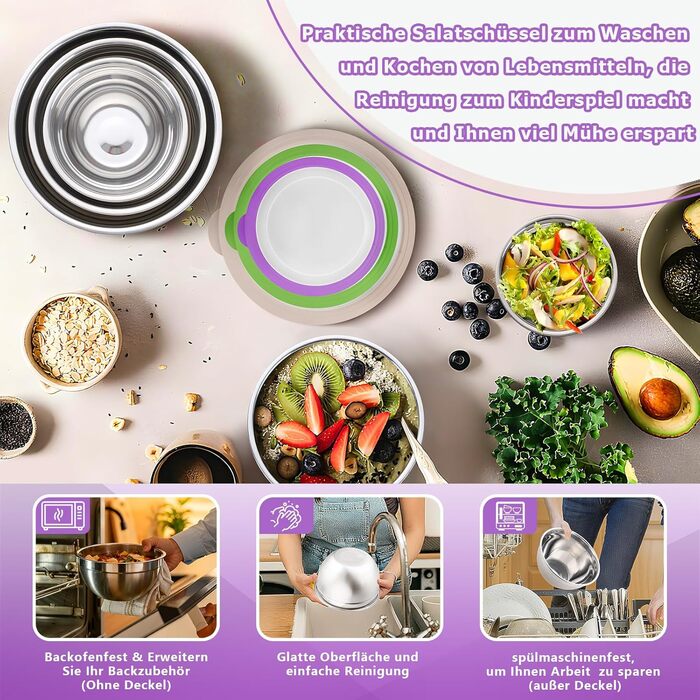 Набір мисок для змішування з нержавіючої сталі 5 шт Homikit