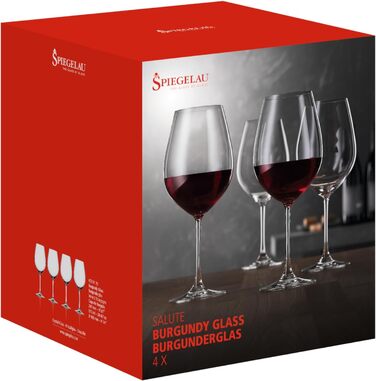 Набір келихів Spiegelau Bordeaux, 4 шт., Європейський безсвинцевий кришталь, Класична ніжка, Безпечно мити в посудомийній машині, Подарунковий набір келихів для червоного вина професійної якості, 640 мл (Келихи для бургундського вина)