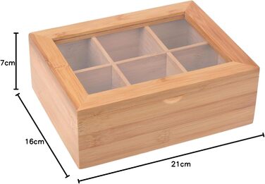 Чайна коробка GRWE з 10 відділеннями, відкидною кришкою, оглядовим віконцем, коробкою для чайних пакетиків для зберігання чаю з захистом від аромату - 36 x 20 x 9 см Велика - 10 відділень (бамбук, мала - 6 відділень)