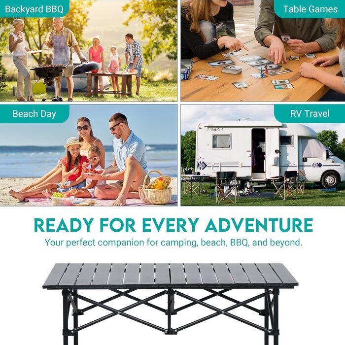 Складной кемпинговый стол 95 x 55 см черный ZOESTORAGE