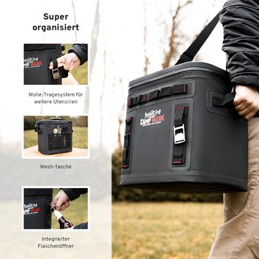 Сумка-холодильник CAMPWERK 25 л водонепроникна, ізольована та міцна ідеально підходить для кемпінгу, активного відпочинку на свіжому повітрі та пікніків