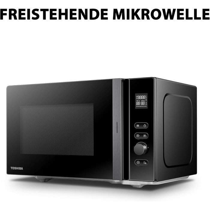Мікрохвильова піч Toshiba MW3-AG20PE(BK) з грилем 20 л 3-в-1, розморожування шеф-кухаря, мікрохвильова піч, гриль, комбінована піч, 5 рівнів потужності, 8 автоматичних програм, легке очищення, чорний колір (20 л Solo Digital)