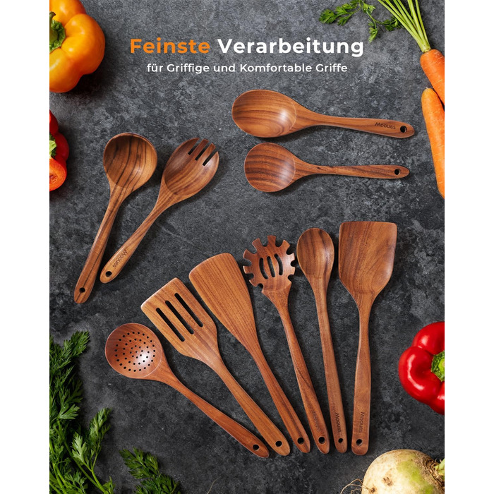 Набір кухонних аксесуарів із натурального тикового дерева 10 предметів Mooues