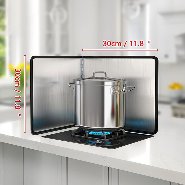 Бризкозахисний екран, портативний бризкозахисний екран, бризкозахисний екран для використання за плитою, для смаження, на плиті, захист від бризкоподібного повітря, для кухні (розмір 45 x 80 x 60 см) (30*30 см)