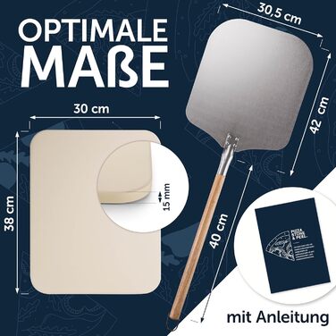 Камінь для піци 38x30 см з лопаткою Blumtal