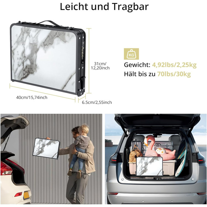 Складной мраморный белый кемпинговый стол Anbte