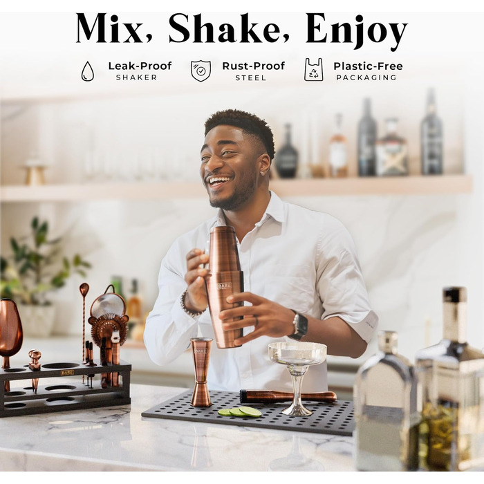 Набір для коктейлів 16 предметів мідний Bare Barrel