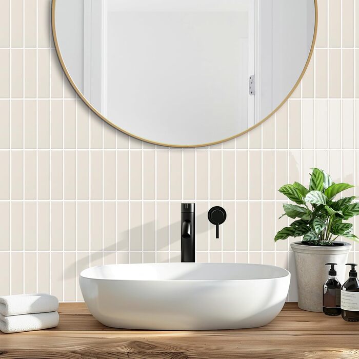 Самоклеюча настінна плитка, 3D плитка для кухні, що самоклеїться, легко миється, самоклеюча кухонна плитка для оздоблення та ремонту дому, 28x22 см, 10 аркушів (бежевий)