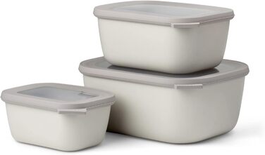 Из 3 предметов - Банки для хранения с крышкой - подходят в качестве ящика для хранения, холодильника, морозильной камеры и посуды для микроволновой печи - 750, 1500 и 3000 мл - (Nordic White, набор 3 шт. (750, 1500, 3000 мл))