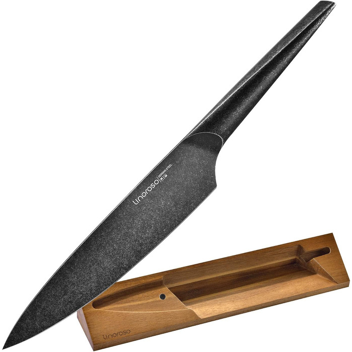 Кухонний ніж Linoroso 7 Santoku Гострий ніж для м'яса, професійно викуваний з імпортної високовуглецевої нержавіючої сталі з красивим магнітним тримачем для ножа - Meteorite (кухарський ніж у стилі метеорита)