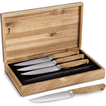 Набор ножей для стейков 4 шт. с ручками из тонкого оливкового дерева, 12,5 см Springlane Kitchen